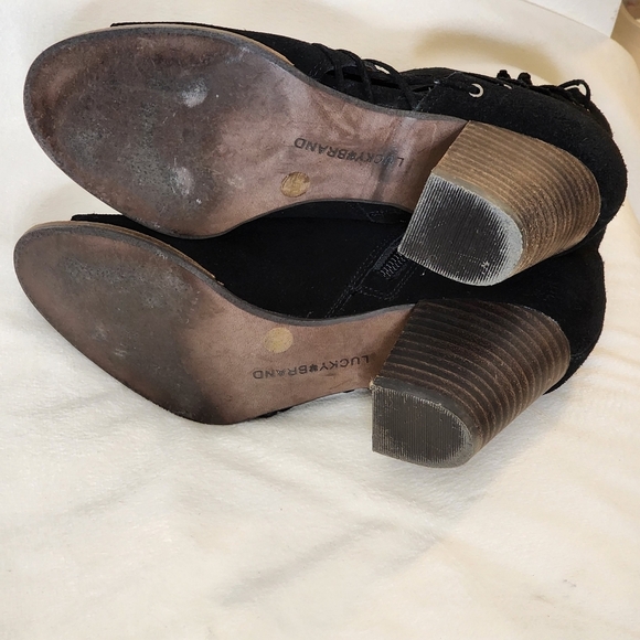 Lucky Brand Hartlee Brindle Heels Suede Lace Tie Ankle Boots Bootie Bohemian - Picture 10 of 13